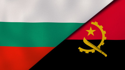The flags of Bulgaria and Angola. News, reportage, business background. 3d illustration