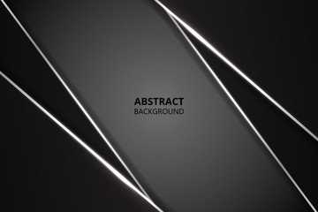 Modern design with black and silver metal shapes. Abstract polygonal black tech background.