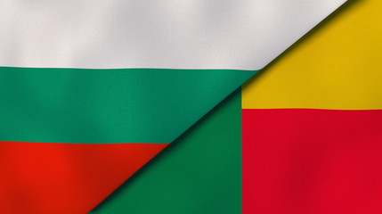 The flags of Bulgaria and Benin. News, reportage, business background. 3d illustration