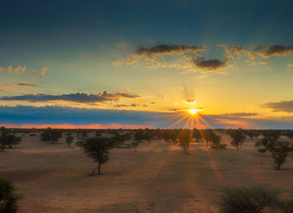 sunset over the land in Kgalagadi South Africa 