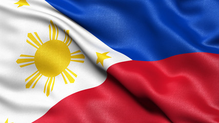 3D illustration of the flag of Philippines waving in the wind.