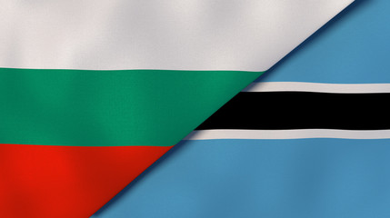 Fototapeta premium The flags of Bulgaria and Botswana. News, reportage, business background. 3d illustration