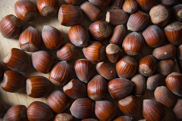 Macro photo Hazelnut nuts. Photo nature food Hazelnut nuts in shell