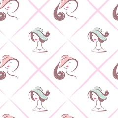 Women's hats. Seamless pattern vector