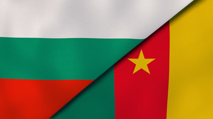The flags of Bulgaria and Cameroon. News, reportage, business background. 3d illustration