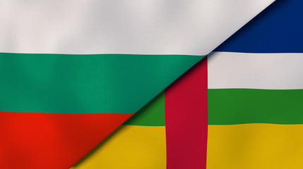The flags of Bulgaria and Central African Republic. News, reportage, business background. 3d illustration
