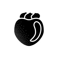 Black stylish persimmon, kaki fruit  icon isolated on white background. Stylized simple element.  Flat style. Vector illustration.