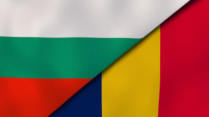 The flags of Bulgaria and Chad. News, reportage, business background. 3d illustration
