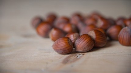 Macro photo Hazelnut nuts. Photo nature food Hazelnut nuts in shell
