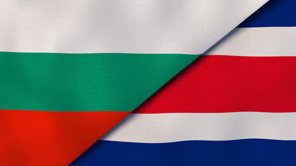 Fototapeta premium The flags of Bulgaria and Costa Rica. News, reportage, business background. 3d illustration