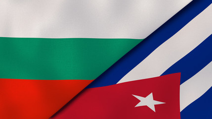 The flags of Bulgaria and Cuba. News, reportage, business background. 3d illustration