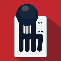 Manual gearbox with shadow - flat vector stock illustration isolated on dark red background. Car transmission. Modern illustration for web site, mobile app, web design and ets.