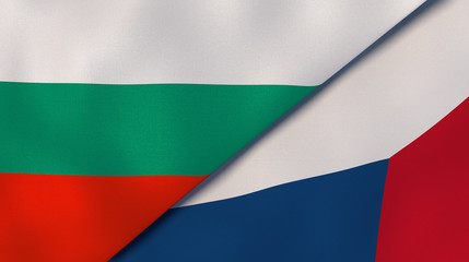 Fototapeta premium The flags of Bulgaria and Czech Republic. News, reportage, business background. 3d illustration
