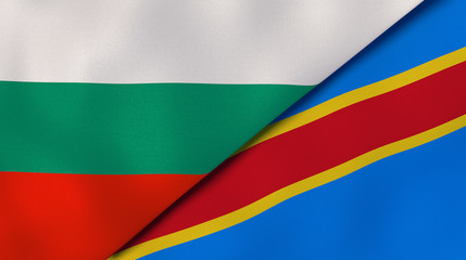 The flags of Bulgaria and DR Congo. News, reportage, business background. 3d illustration