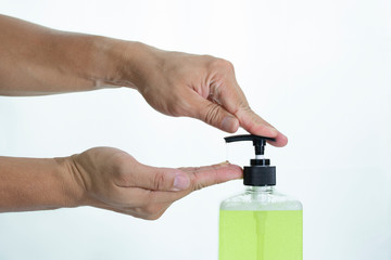 using alcohol gel green lemon clean wash hand sanitizer anti virus bacteria dirty skin care contagious disease covid-19