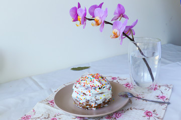 easter cake and eggs