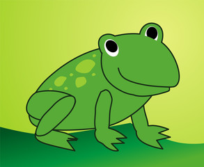 green cartoon frog on a leaf cute