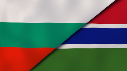 Obraz premium The flags of Bulgaria and Gambia. News, reportage, business background. 3d illustration