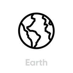 Earth icon. Editable Vector Stroke.