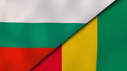 Fototapeta premium The flags of Bulgaria and Guinea. News, reportage, business background. 3d illustration