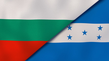 Obraz premium The flags of Bulgaria and Honduras. News, reportage, business background. 3d illustration