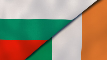 Obraz premium The flags of Bulgaria and Ireland. News, reportage, business background. 3d illustration