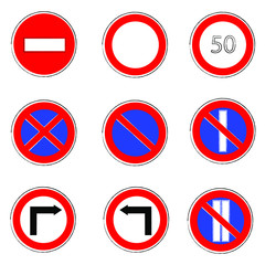 set of traffic signs