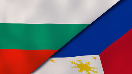Fototapeta premium The flags of Bulgaria and Philippines. News, reportage, business background. 3d illustration
