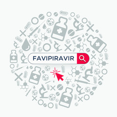 (Favipiravir ) Word written in search bar,China medicine Possible vaccine for corona virus, Vector illustration