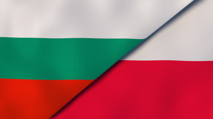 The flags of Bulgaria and Poland. News, reportage, business background. 3d illustration