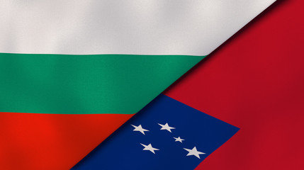 The flags of Bulgaria and Samoa. News, reportage, business background. 3d illustration