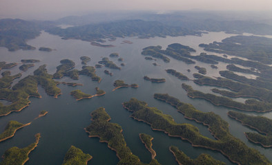 Aerial view of Ta Dung lake or Dong Nai 3 lake. The reservoir for power generation by hydropower in Dac Nong ( Dak Nong ), Vietnam.