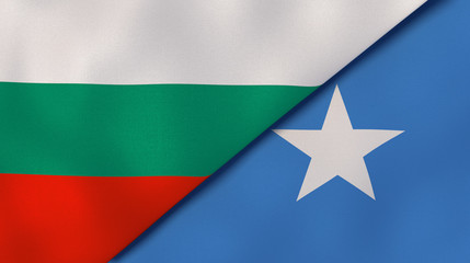 The flags of Bulgaria and Somalia. News, reportage, business background. 3d illustration