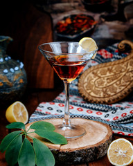 special glass for tea with lemon slice