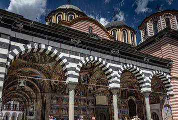 Obraz premium Colourful details and paintings in the corridors of Rila Monastery