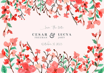 Save The Date Sakura Blossom Watercolor  Background