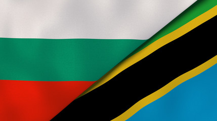 The flags of Bulgaria and Tanzania. News, reportage, business background. 3d illustration