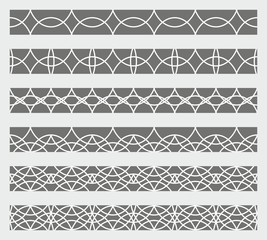 Seamless ornamental pattern of round elements. Monochrome band