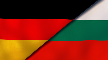 The flags of Germany and Bulgaria. News, reportage, business background. 3d illustration