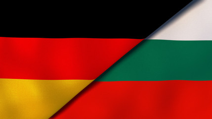 Fototapeta premium The flags of Germany and Bulgaria. News, reportage, business background. 3d illustration