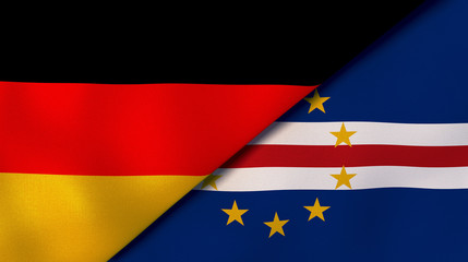 The flags of Germany and Cape Verde. News, reportage, business background. 3d illustration