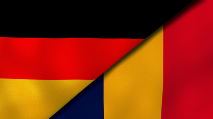 The flags of Germany and Chad. News, reportage, business background. 3d illustration