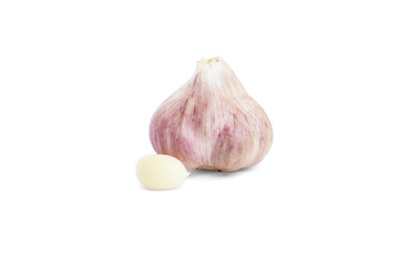 Garlic with segment isolated on white background, With clipping path.