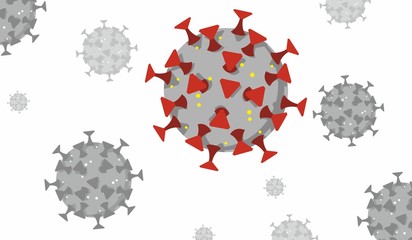 Coronavirus covid-19 under a microscope. Vector illustration of a dangerous virus.