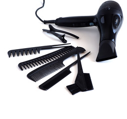 hairdressing supplies on a white background. Minimalism.