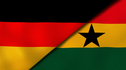 The flags of Germany and Ghana. News, reportage, business background. 3d illustration