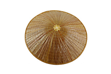 Bamboo hats on a white background