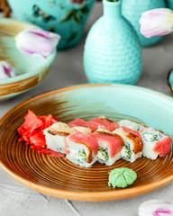 sushi set on the table ____