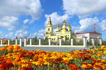 Obraz premium Orthodox St. Nicholas Church in the city of Nadym in Northern Siberia