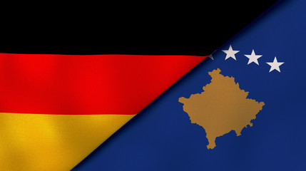 The flags of Germany and Kosovo. News, reportage, business background. 3d illustration